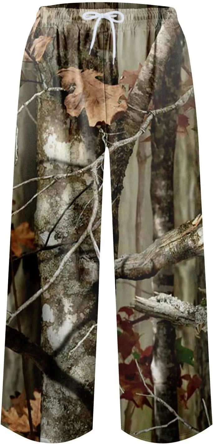 Camo Pants Women High Straight Wide Leg Waist Pant Drape Fashion Loose Trousers Business Casual Camouflage Work Pants