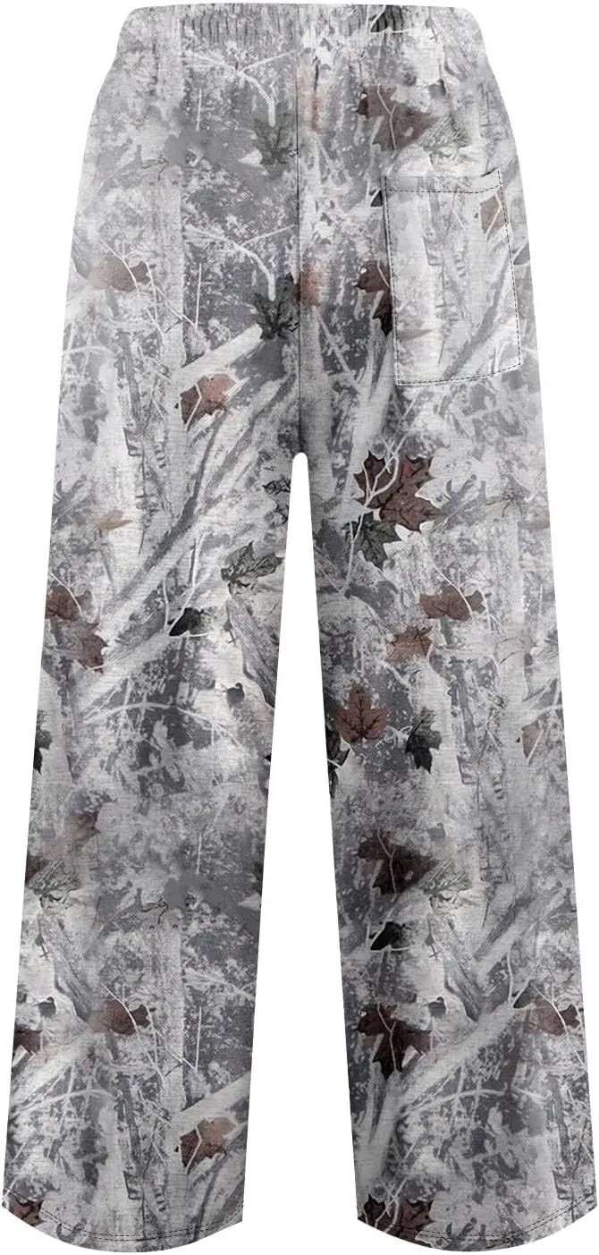 Camo Pants Women High Straight Wide Leg Waist Pant Drape Fashion Loose Trousers Business Casual Camouflage Work Pants