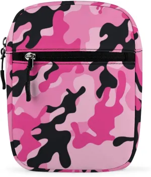 Camouflage Pink Pattern Mini Messenger Bag Small Satchel Modern Cute Crossbody Bag Cross Body Shoulder Bag With Adjustable Straps