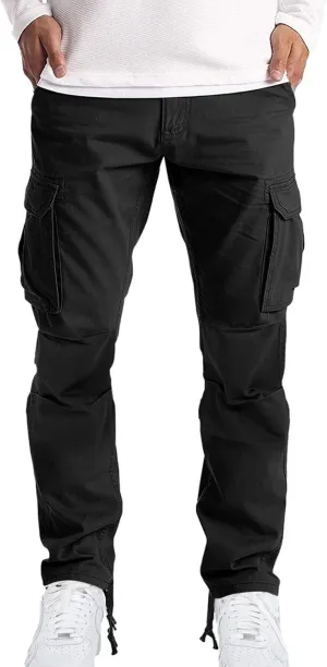 Cargo Pants for Men Tactical Jogging Pants Baggy Wide Leg Sweatpants Elastic Waist Jogger Pants with Multi Pockets