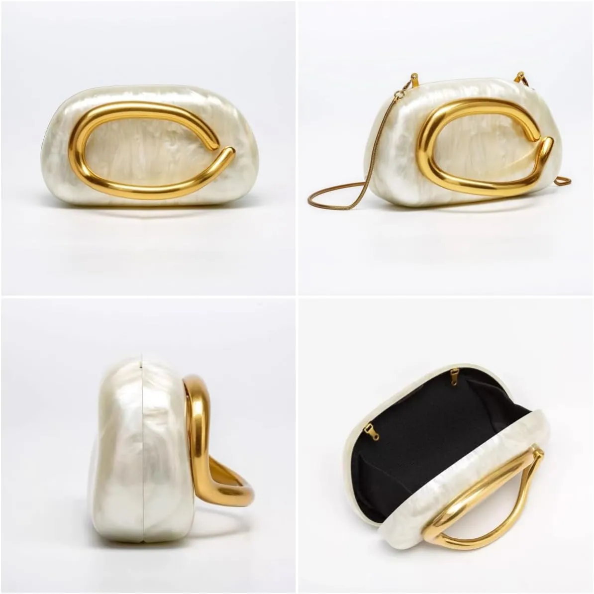 Clutch Purse Women Evening Bag Unique Trendy Purse for Women 2025 Vegan Leather Handbag Acrylic Clutch Box