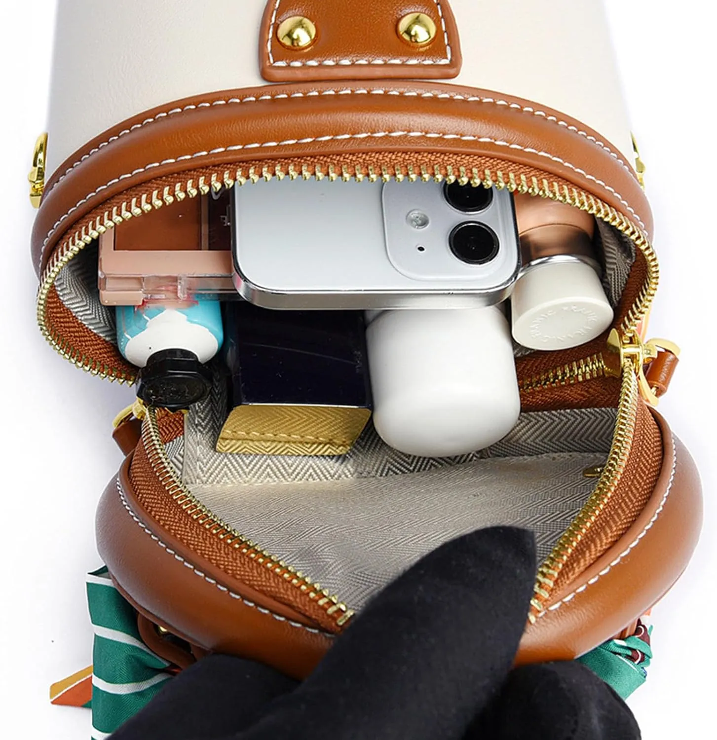 Colorblock Bucket Bag for Women, 2025 New Summer Niche Design Cylinder Bag, Bucket Handbag