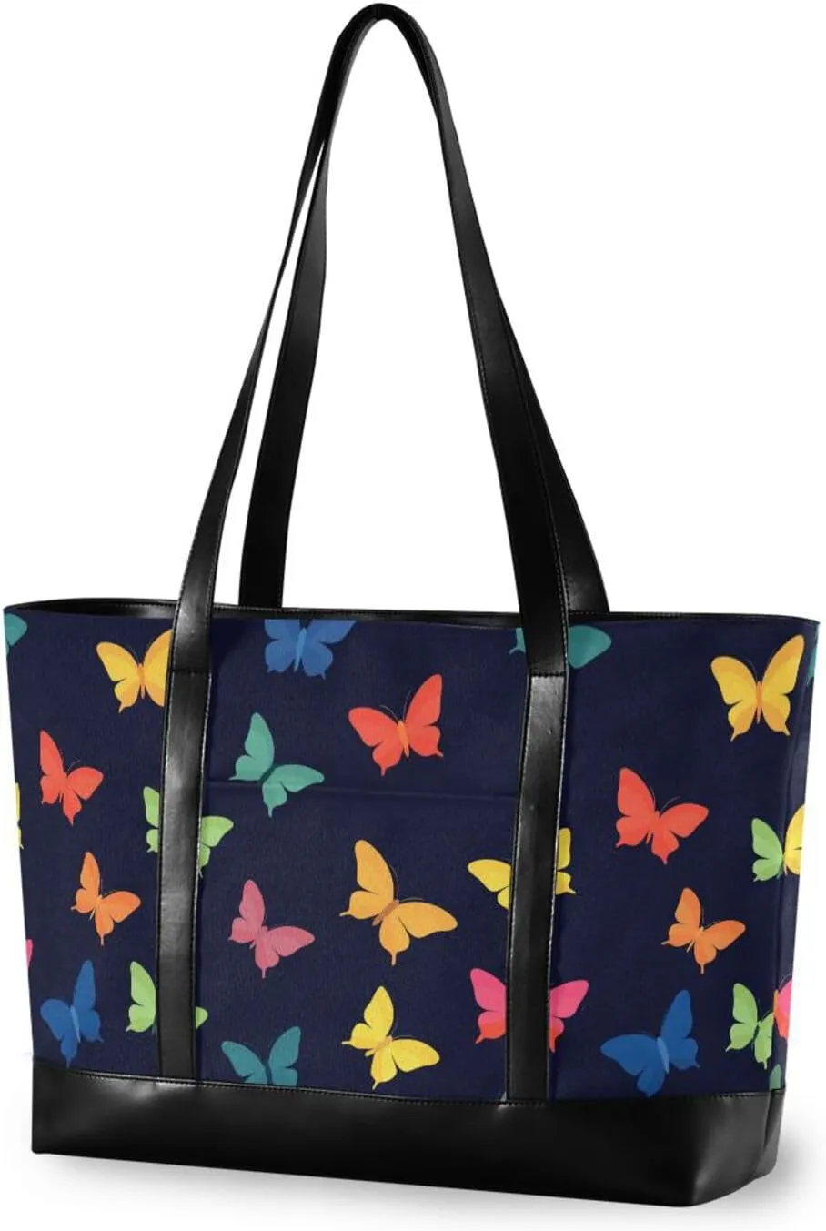 Colorful Butterflies Black modern travel bag for women with zipper tote bag for Travel Pool Swim Beach Vacation Necessities with gym cartera para laptop de mujer