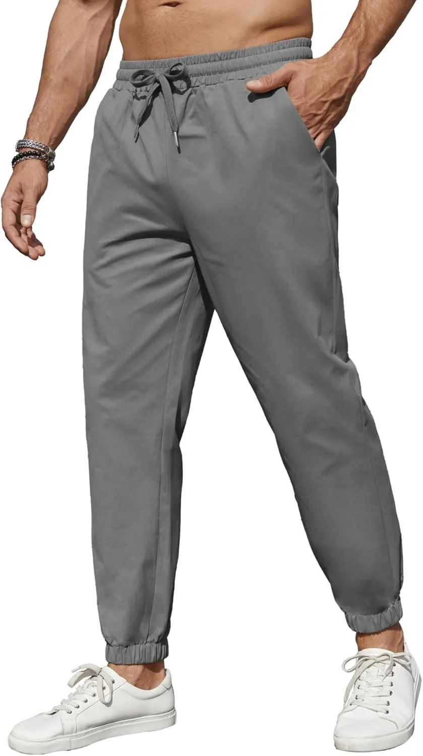COOFANDY Men's Casual Joggers Pants Cotton Elastic Waist Drawstring Chino Pants Hiking Outdoor Track Sweatpants
