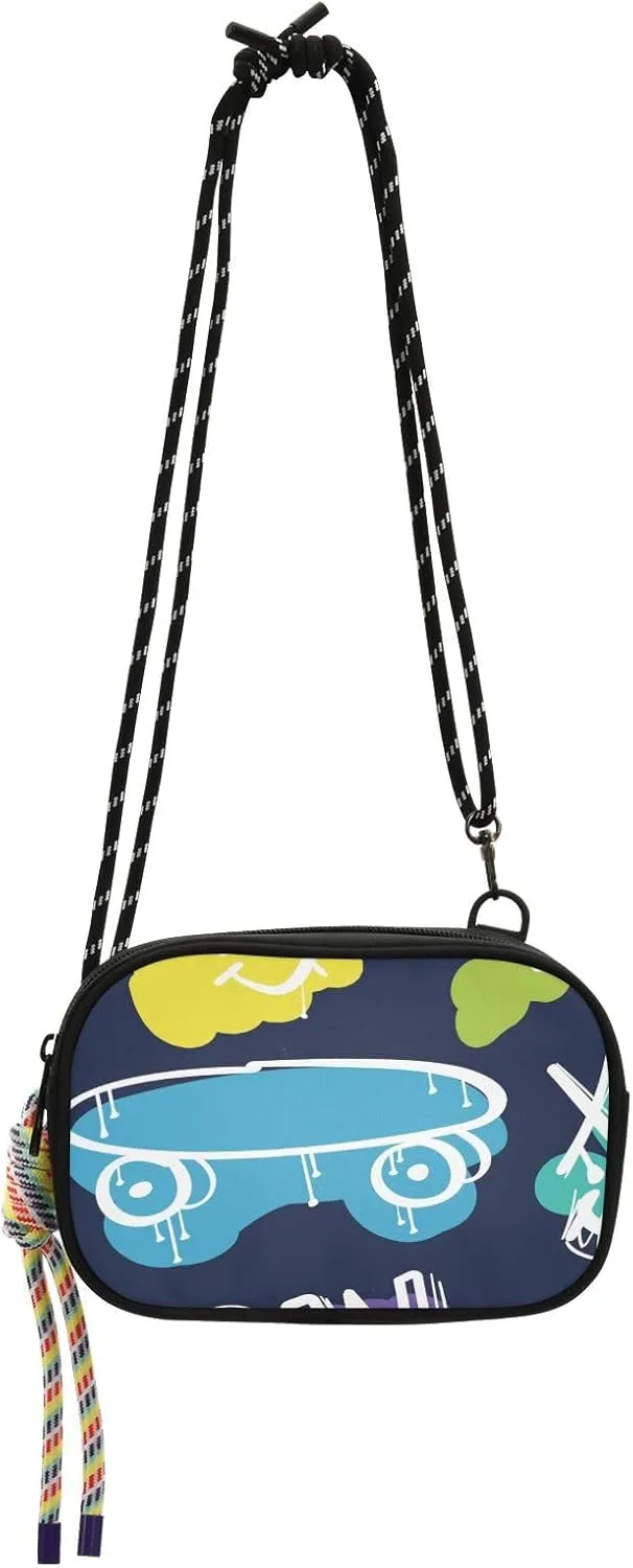 Crossbody Bag Graffiti Urban Street Style Elements Cell Phone Purse Wallet with Credit Card Slots Multicolor Handbag with Adjustable Strap Fits Phone Keys And More