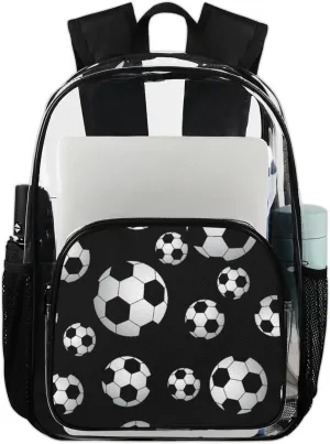 Customizable Clear Backpack for Women Men,Clear Bag for Stadium Events With Waterproof PVC Plastic Material,Modern Football - L