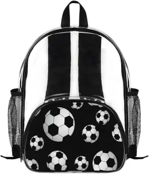 Customizable Clear Backpack for Women Men,Clear Bag for Stadium Events With Waterproof PVC Plastic Material,Modern Football - M