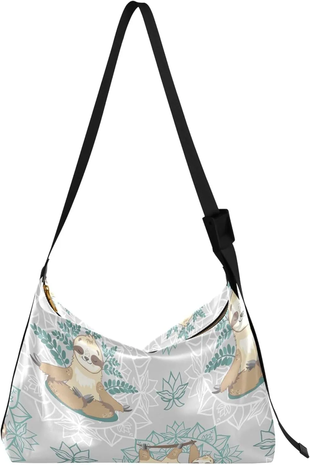 Cute Sloths Yoga Mandala Women Leather Handbags Hobo Large Men Purses Unique Animal Print Designer Hobo Bags