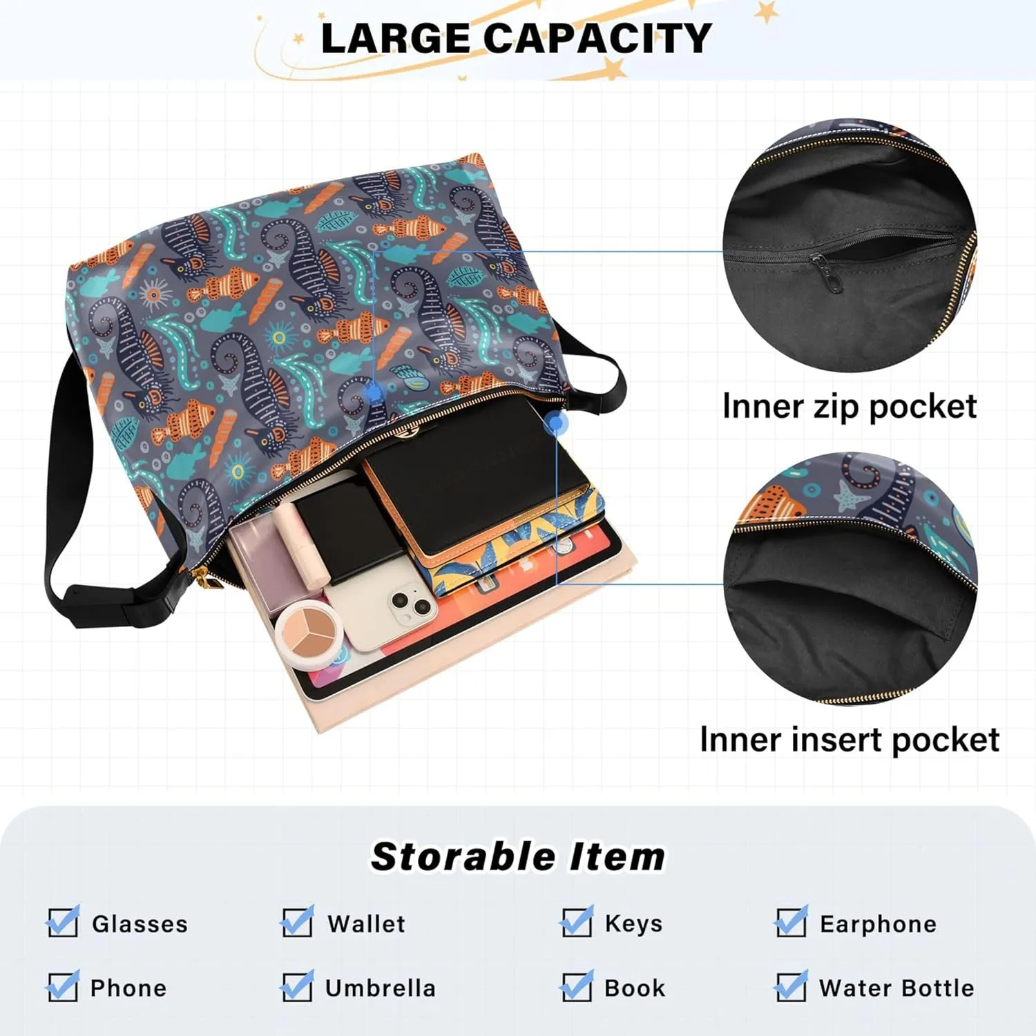 Cute Wild Animals Hobo Leather Purses for Women Large Crossbody Purse Unique Animal Print Designer Hobo Bags