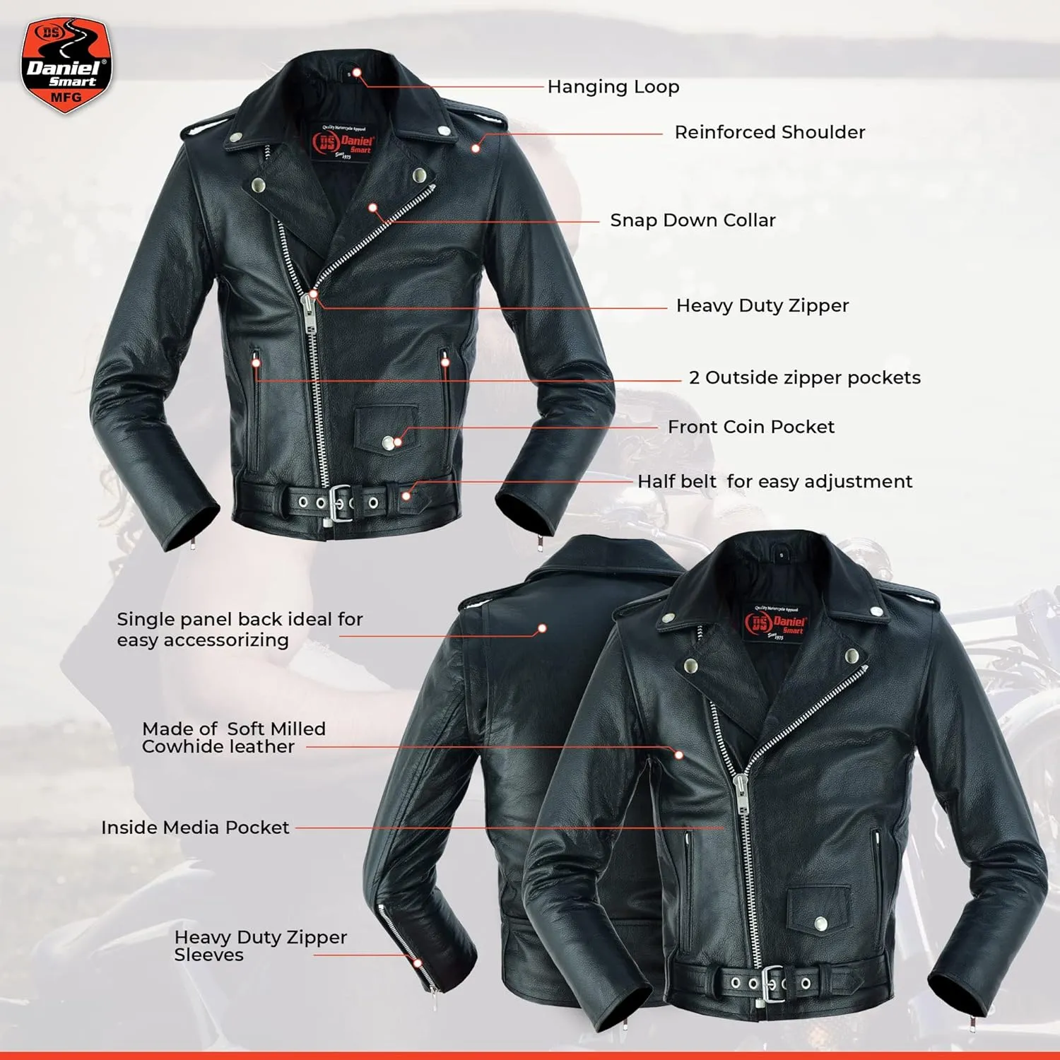 Daniel Smart Kids leather Jacket - Premium Leather Material Kids Jacket with Unique Plain Sides Design and Multiple Pockets