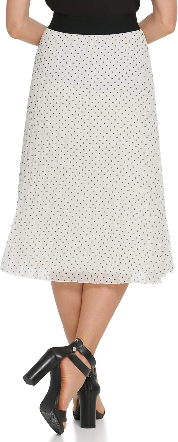 DKNY Women's Pull on Pleated Everyday Midi Skirt