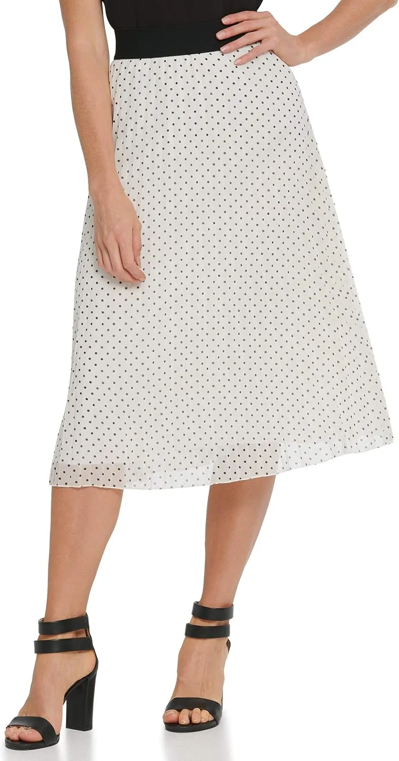 DKNY Women's Pull on Pleated Everyday Midi Skirt