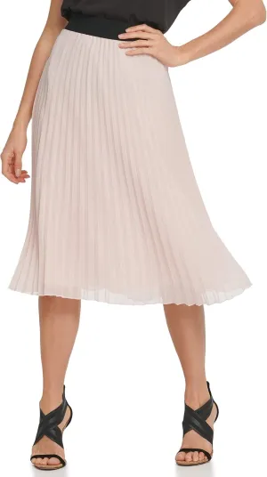 DKNY Women's Pull on Pleated Everyday Midi Skirt