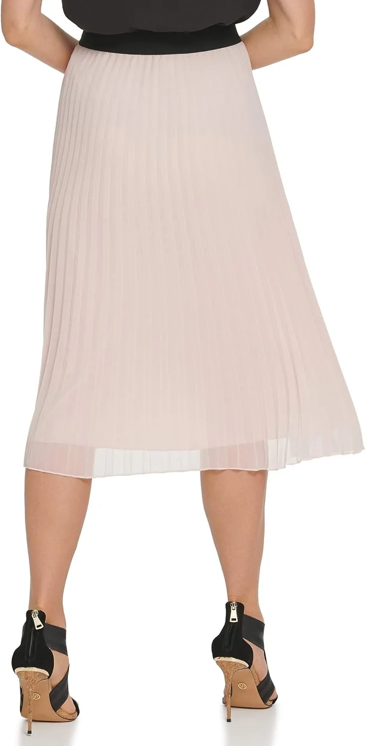 DKNY Women's Pull on Pleated Everyday Midi Skirt