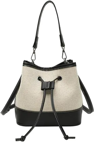 Drawstring Hobo Bucket Purse Womens Drawstring Bucket Bag Shoulder Handbags with Detachable Straps PU Leather Handbag