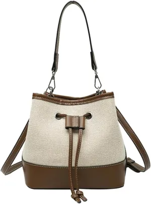 Drawstring Hobo Bucket Purse Womens Drawstring Bucket Bag Shoulder Handbags with Detachable Straps PU Leather Handbag