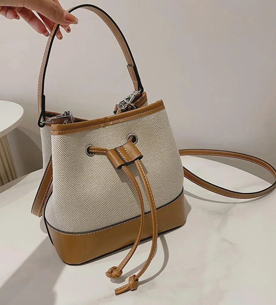 Drawstring Hobo Bucket Purse Womens Drawstring Bucket Bag Shoulder Handbags with Detachable Straps PU Leather Handbag