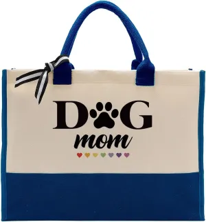 EDCTO Canvas Tote Bag for Dog Moms - Unique Gift for Pet Lovers, Veterinarians, Animal Rescue - Beach and Short Trip Bag