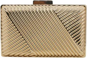 Elegant Women Metal Evening Handbag Unique Stripe Clutch Purse Metallic Shoulder Bag for Cocktail Party Prom