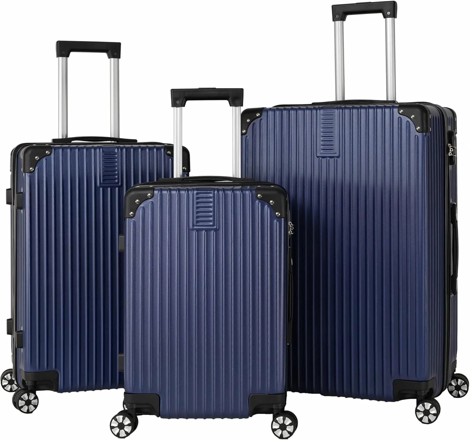 espidoo 3-Piece ABS Hard Shell Luggage: Modern Blue Suitcase Set with 360 Wheels & Password Lock - Scratch-Resistant Textured Finish for Business & Vacation Travel - Includes Matching Backpack