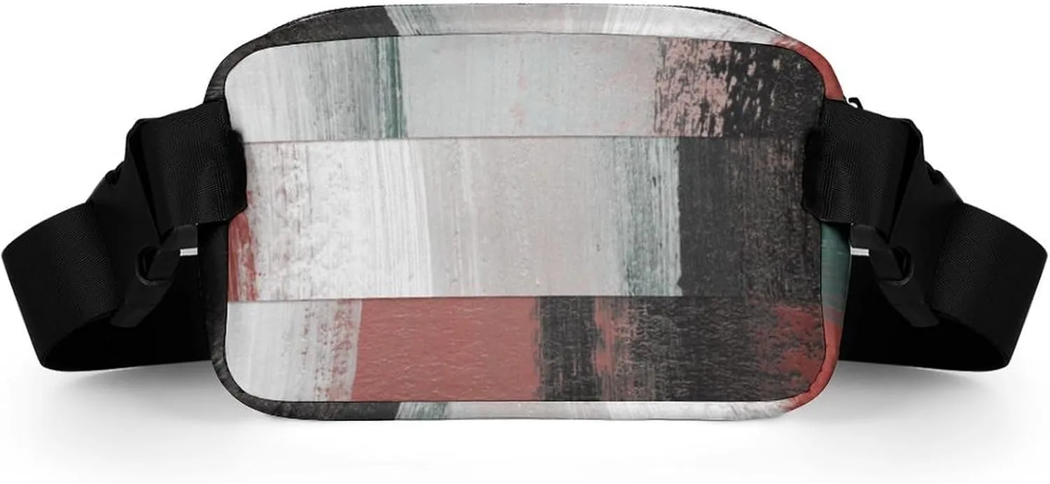 Fanny Pack for Women Men Black Red Modern Geometric Art Belt Bag Waist Pack Bum Bag for Running Cycling Hiking Travel Workout with Adjustable Strap