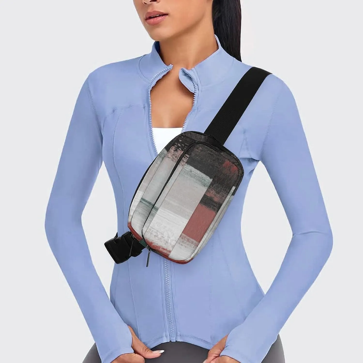 Fanny Pack for Women Men Black Red Modern Geometric Art Belt Bag Waist Pack Bum Bag for Running Cycling Hiking Travel Workout with Adjustable Strap