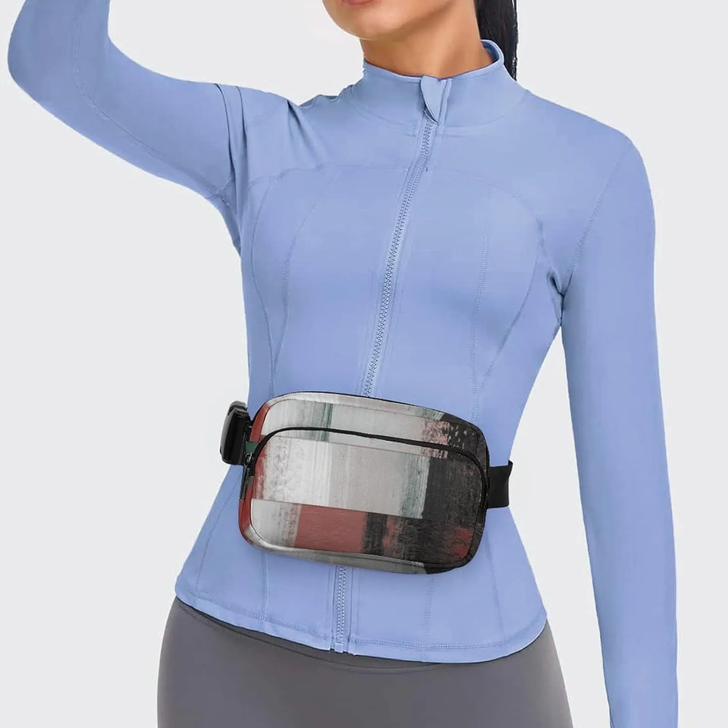 Fanny Pack for Women Men Black Red Modern Geometric Art Belt Bag Waist Pack Bum Bag for Running Cycling Hiking Travel Workout with Adjustable Strap
