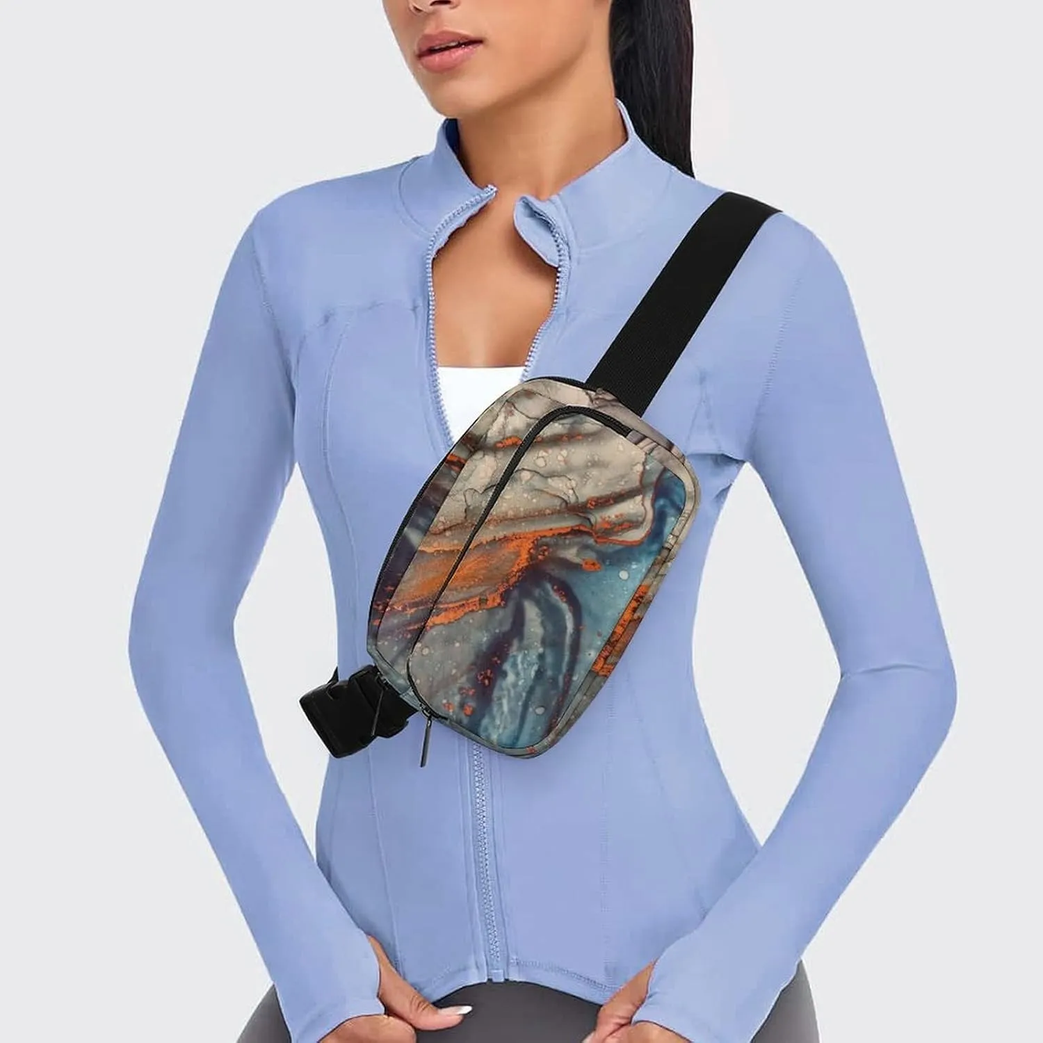 Fanny Pack for Women Men Marble Ink Abstract Art Belt Bag Modern Art Waist Pack Bum Bag for Running Cycling Hiking Travel Workout with Adjustable Strap