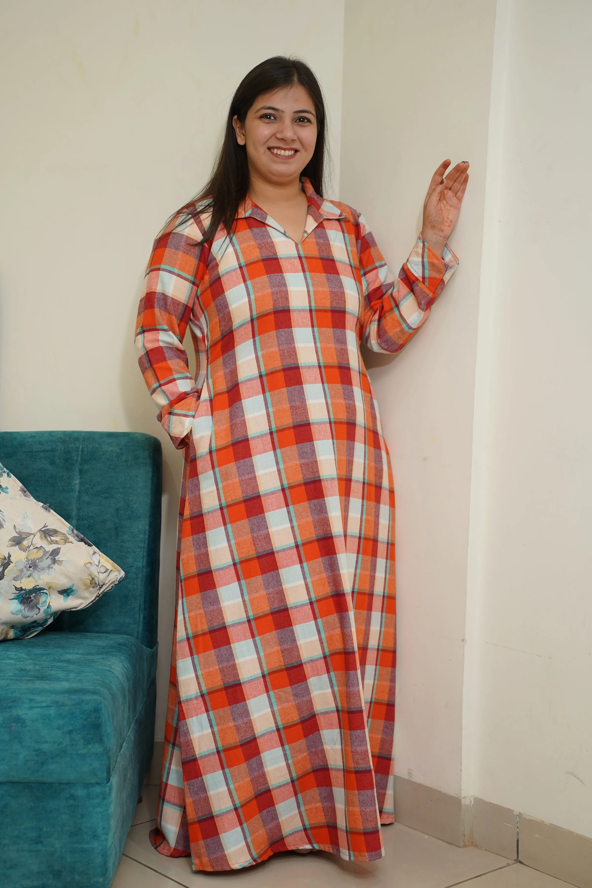 Fiery Flame Woollen Night Gown