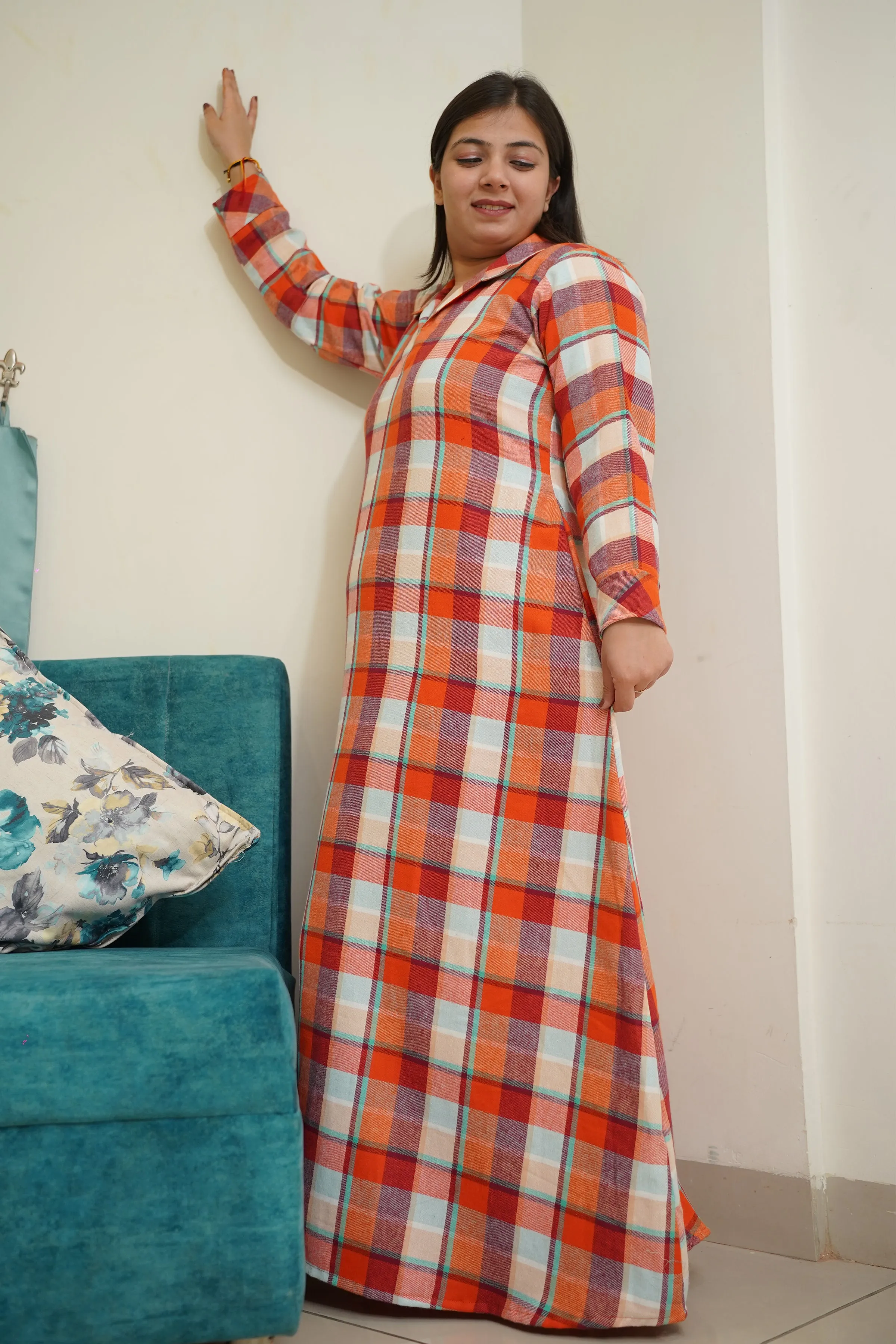 Fiery Flame Woollen Night Gown