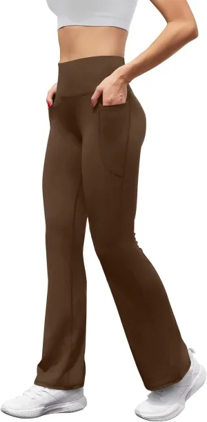 Flare Yoga Pants for Women Butt Lifting Flare Leggings Tummy Control Wide Leg Flared Yoga Sweatpants with Pockets