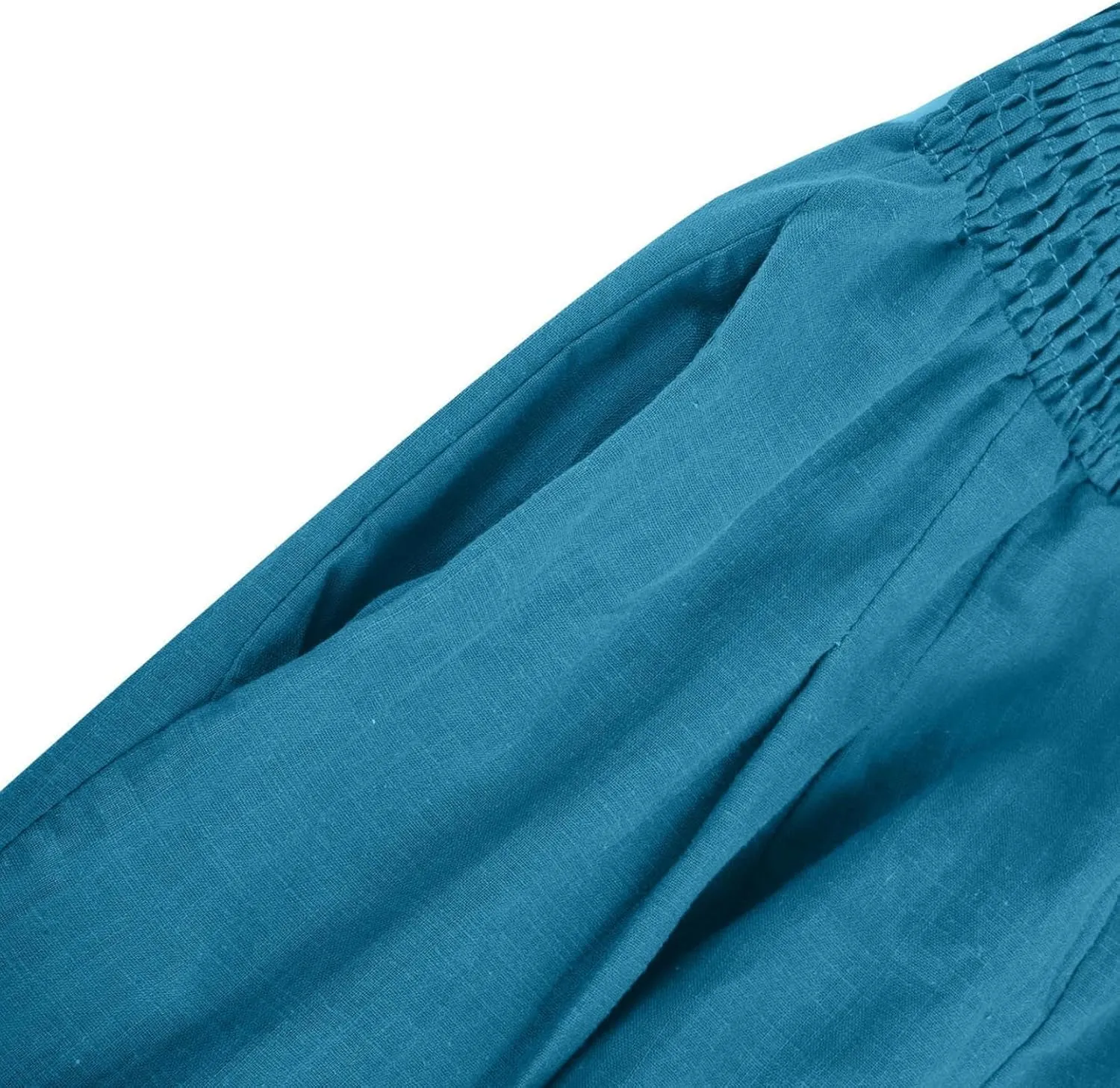 Flowy Linen Beach Pants for Women Wide Leg Pants Loose Baggy Slacks Summer Cotton High Waist Trouser with Pockets