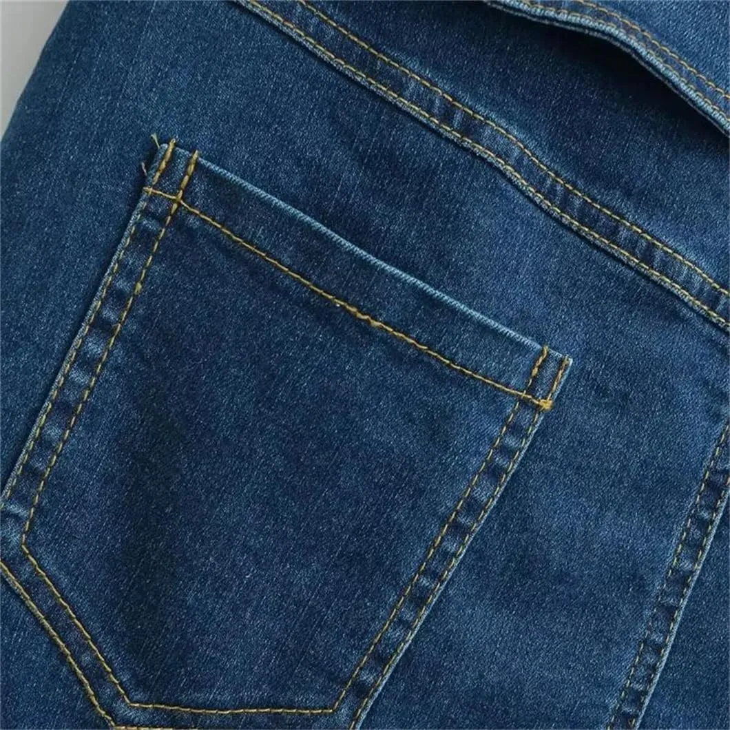 Folding High-Waisted Denim Skirt with Zipper Detail - Slim Fit Street Style Mini Culottes