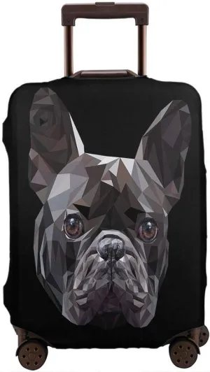 French Bulldog Travel Luggage Cover Funny Animal Cute Lovely Pet Geometric 3D Modern DesignGray Protector Washable Baggage Covers (XL (for 29-32 inch luggage)