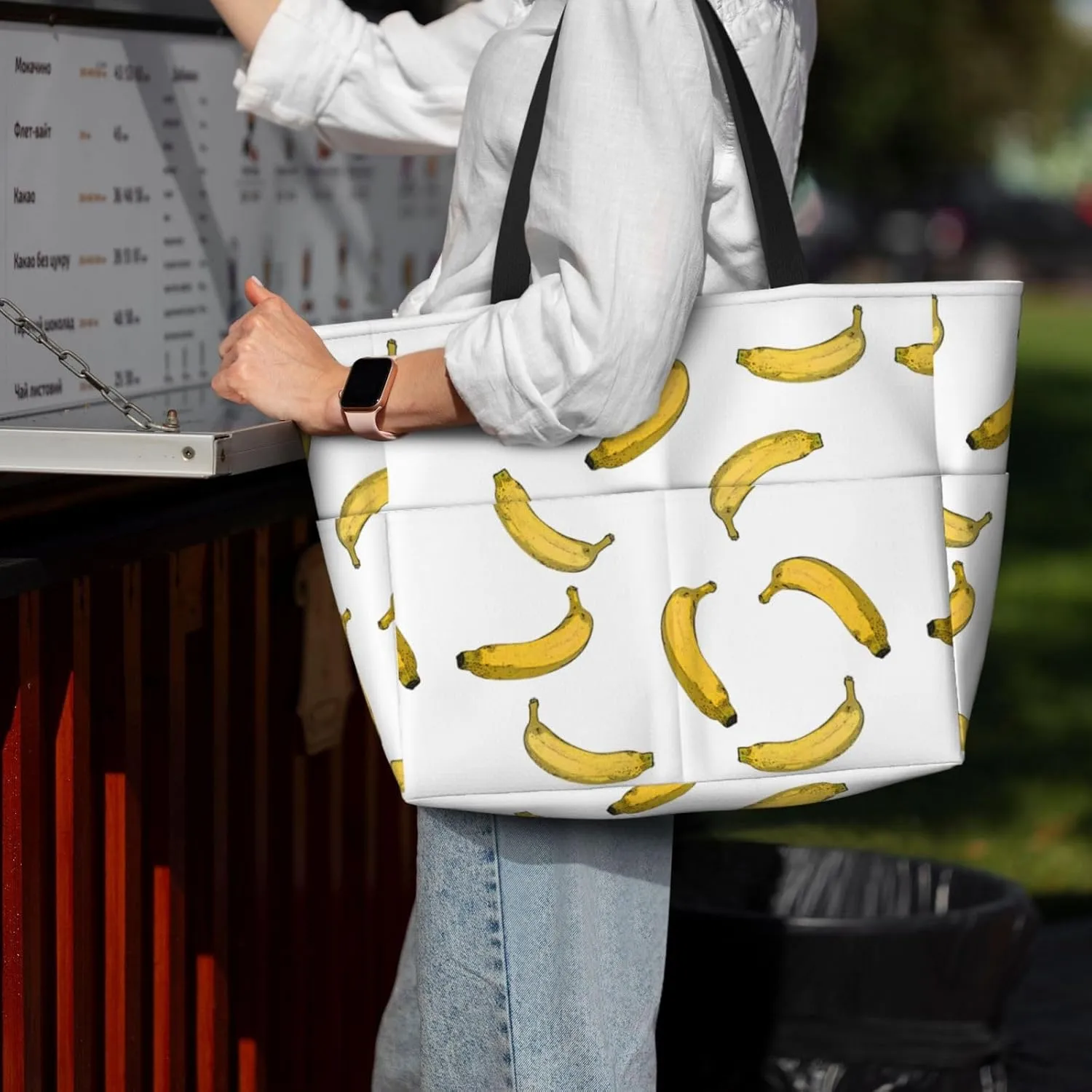 Fun Modern Vegetable Beach Bag Women Tote Bag Pool Bag With Zipper For Gym Grocery Travel With Wet Pocket