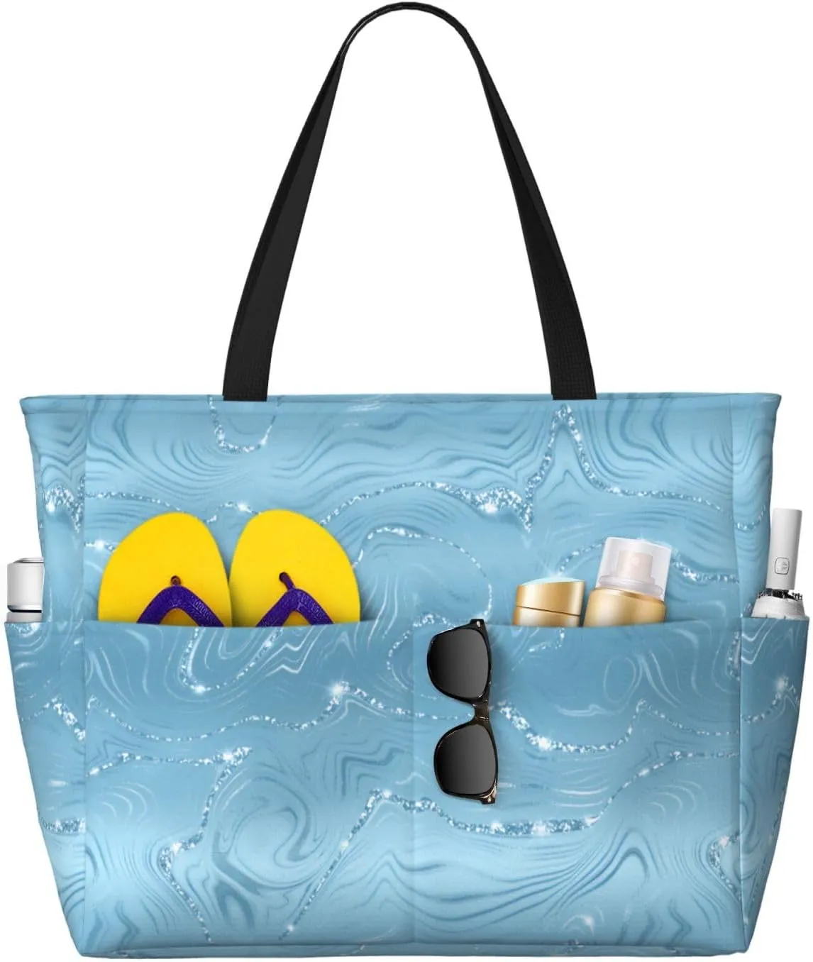 Fun Modern Vegetable Beach Bag Women Tote Bag Pool Bag With Zipper For Gym Grocery Travel With Wet Pocket