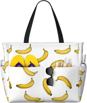 Fun Modern Vegetable Beach Bag Women Tote Bag Pool Bag With Zipper For Gym Grocery Travel With Wet Pocket
