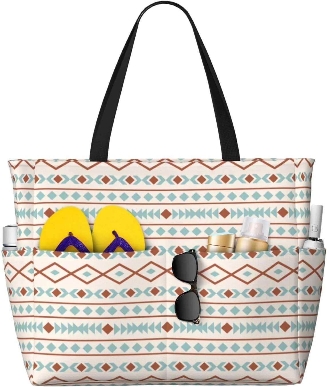 Fun Modern Vegetable Beach Bag Women Tote Bag Pool Bag With Zipper For Gym Grocery Travel With Wet Pocket