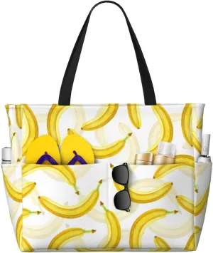 Fun Modern Vegetable Beach Bag Women Tote Bag Pool Bag With Zipper For Gym Grocery Travel With Wet Pocket