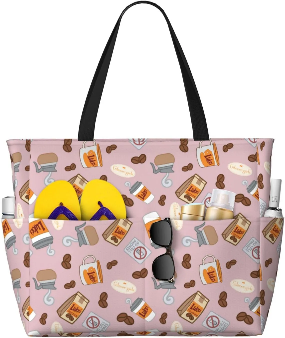 Fun Modern Vegetable Beach Bag Women Tote Bag Pool Bag With Zipper For Gym Grocery Travel With Wet Pocket