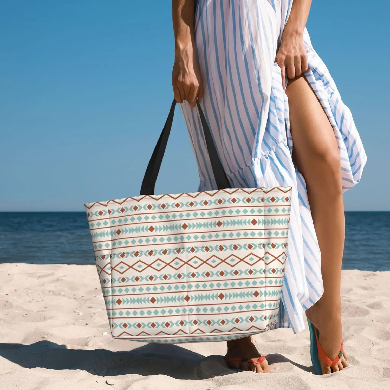 Fun Modern Vegetable Beach Bag Women Tote Bag Pool Bag With Zipper For Gym Grocery Travel With Wet Pocket