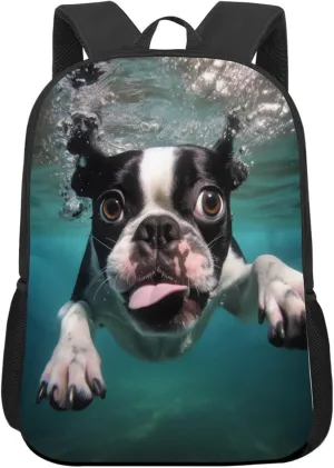 Funny Backpack Cute Dog Printed Backpack Animal Aesthetic Bookbag Black Simple Modern Lightweight Backpack With Mesh Side Pocket Large Laptop Backpack