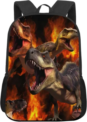 Funny Backpack Dinosaur Printed Backpack Animal Aesthetic Bookbag Black Simple Modern Lightweight Backpack With Mesh Side Pocket Large Laptop Backpack