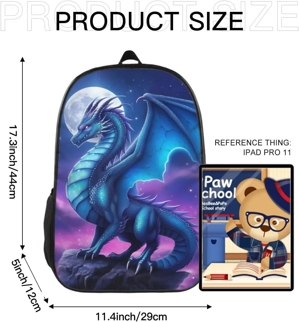 Funny Backpack Dragon Backpack Aesthetic Bookbag Black Simple Modern Lightweight Backpack With Mesh Side Pocket Large Laptop Backpack