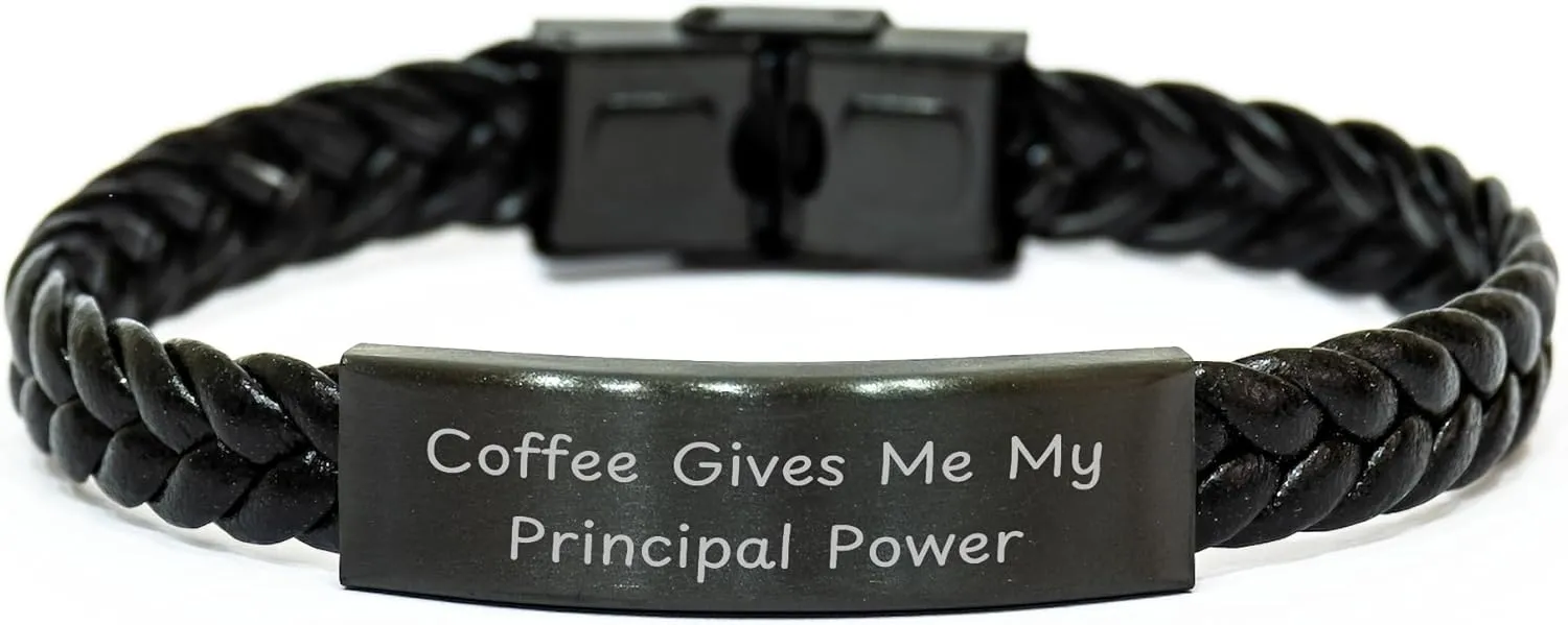 Funny Principal Quotes, Interlaced Leather Briefcase Gift for Men, Christmas Unique Gifts from Friends, Principal Power Inspiration