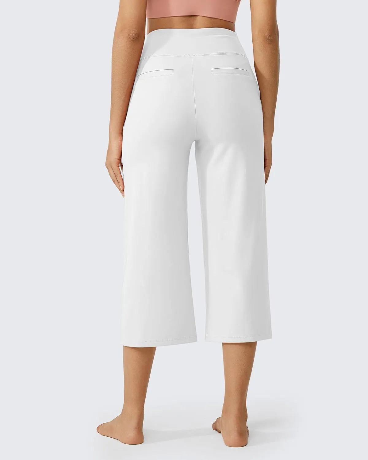 G4Free Capri Pants for Women Wide Leg Yoga Dress Cropped Pants Capri Leggings with Pockets for Casual Summer
