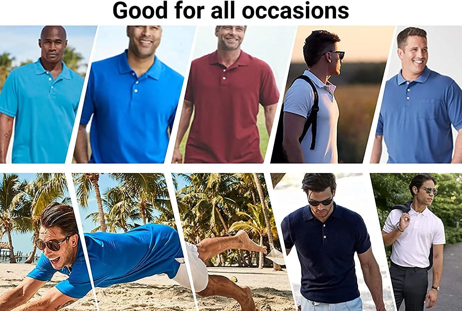 Galaxy by Harvic 6-Pack Mens Short Sleeve Pique Polo Shirt Modern-Fit with Ribbed Collar and Breathable Cotton-Blend Fabric