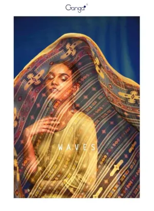GANGA SUITS PRESENTS WAVES COTTON SATIN SUITS WITH EMBROIDERY