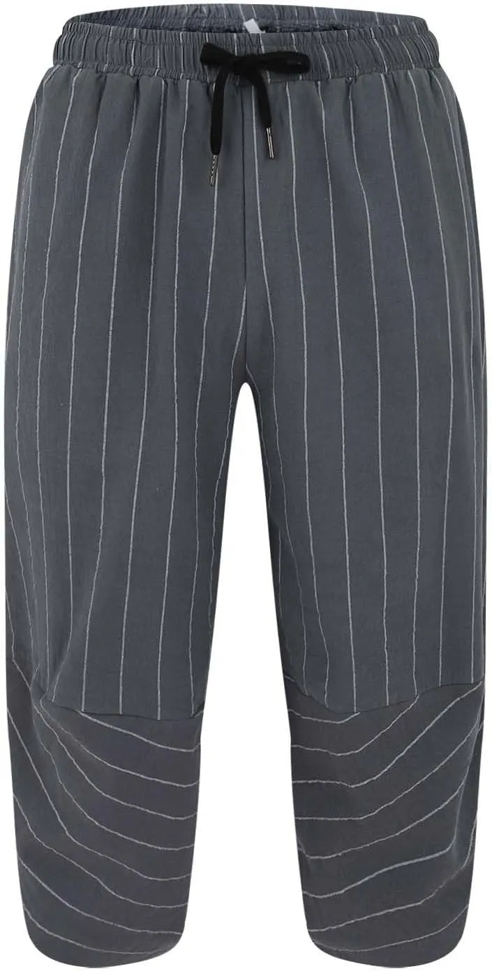 GIERIDUC Mens Cotton Linen Loose Pant Casual Long Pants Lightweight Flat-Front Summer Trousers Yoga Beach Pants for Men