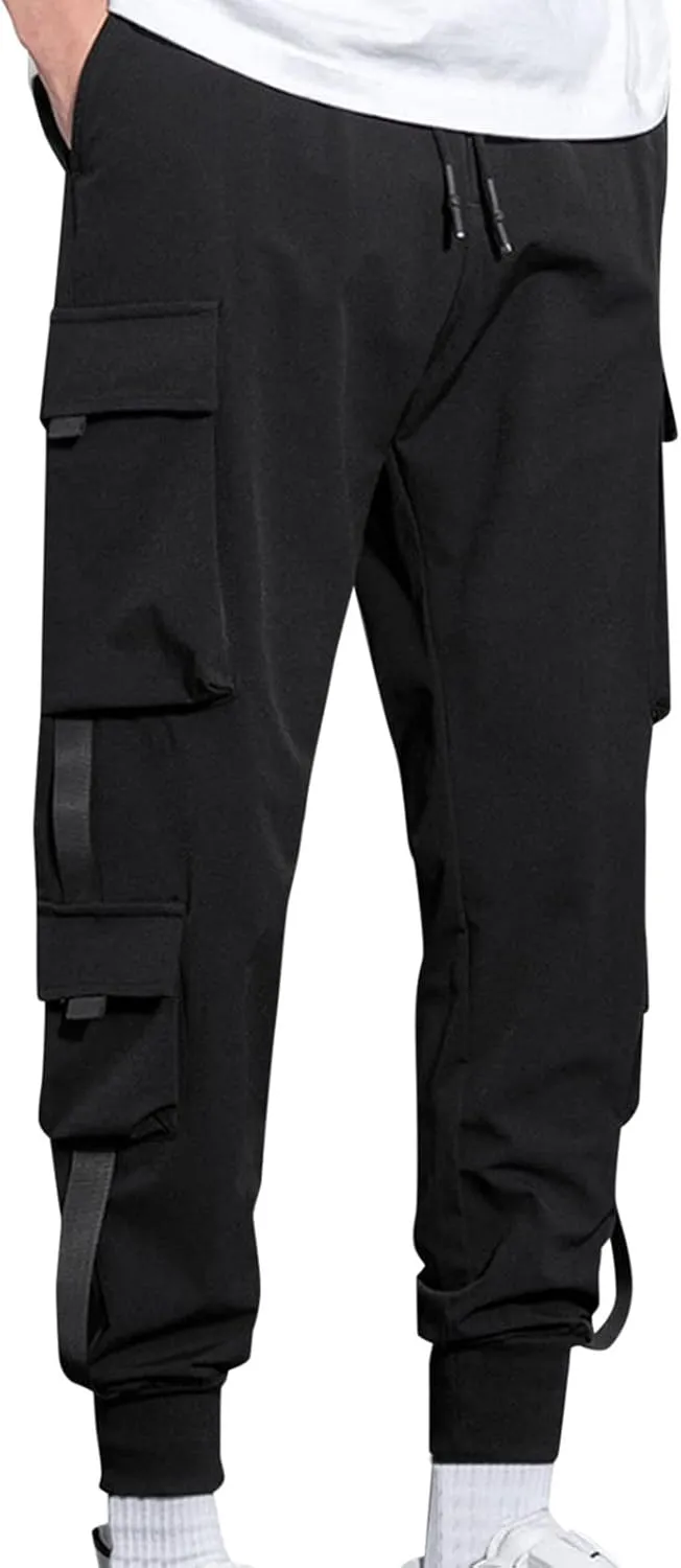 GIERIDUC Mens Hiking Cargo Pants Casual Workout Joggers Lightweight Gym Sweatpants Elastic Waist Athletic Pants with Pockets